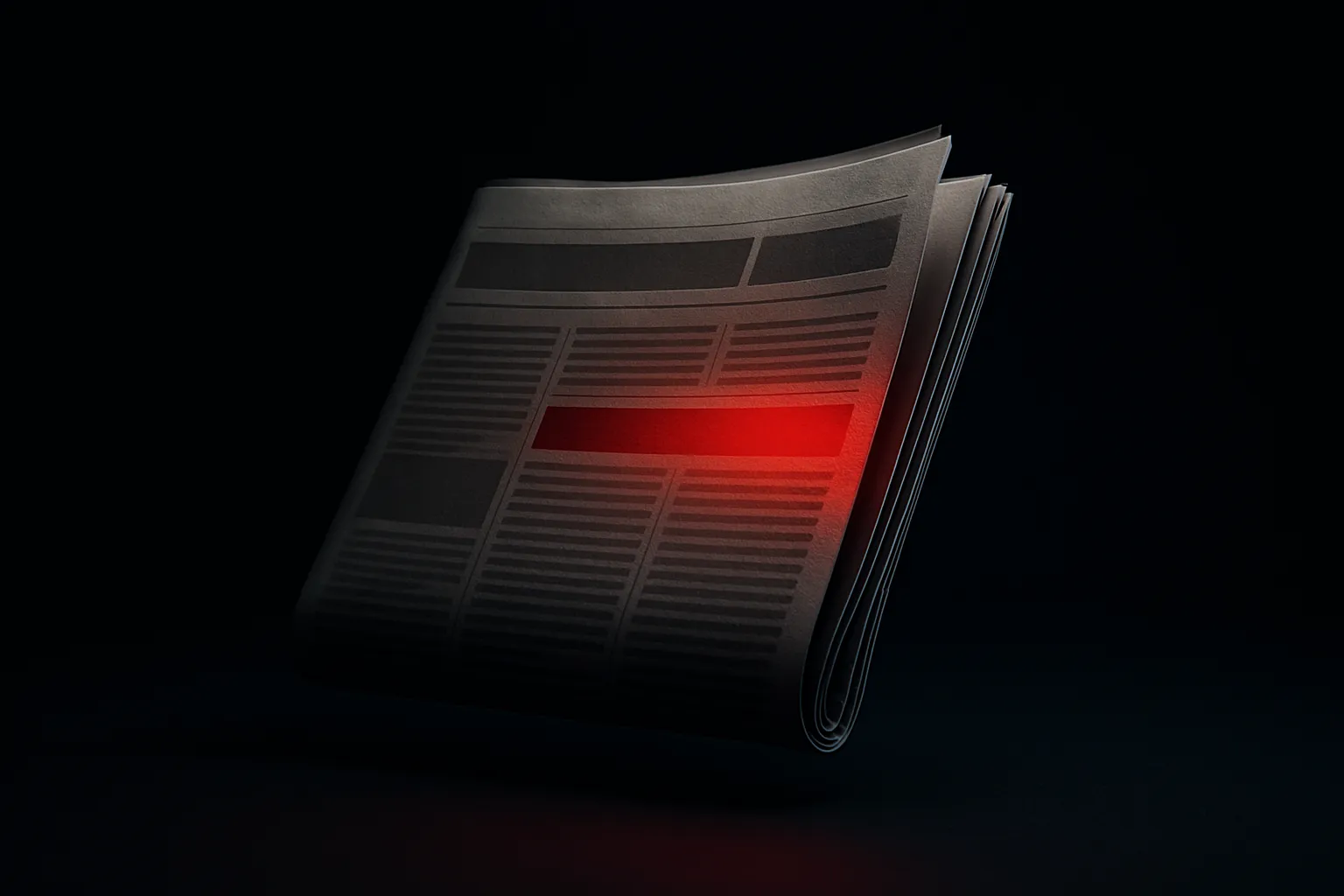 Ilustração de um jornal impresso com uma manchete destacada em vermelho